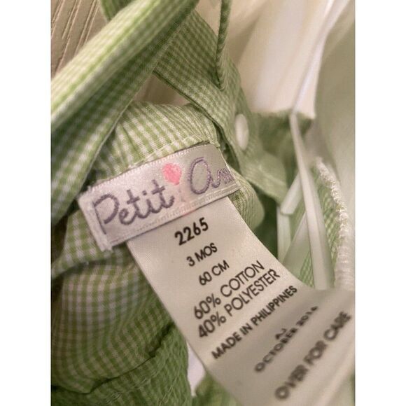 Petit Ami Bubble Ruffle Romper Green Gingham Baby Girls Size 3 Months NWT - Picture 4 of 7